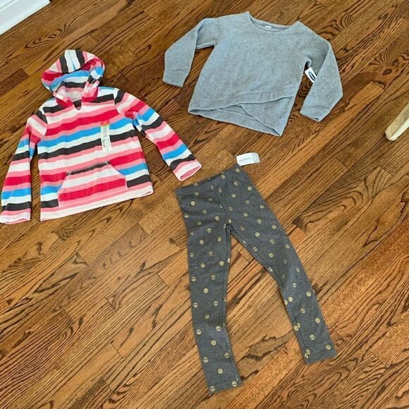 New CARTERS OLD NAVY Fleece Tops Leggings Lot 6x - Picture 1 of 7